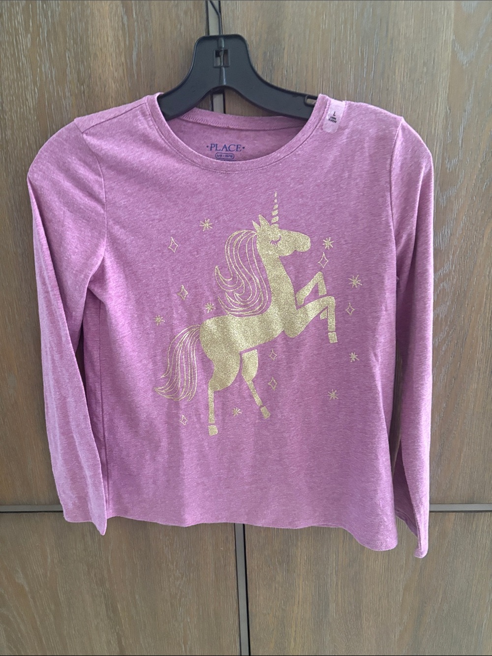 Place Girls' Pink Long-Sleeve Tee with Gold Unicorn